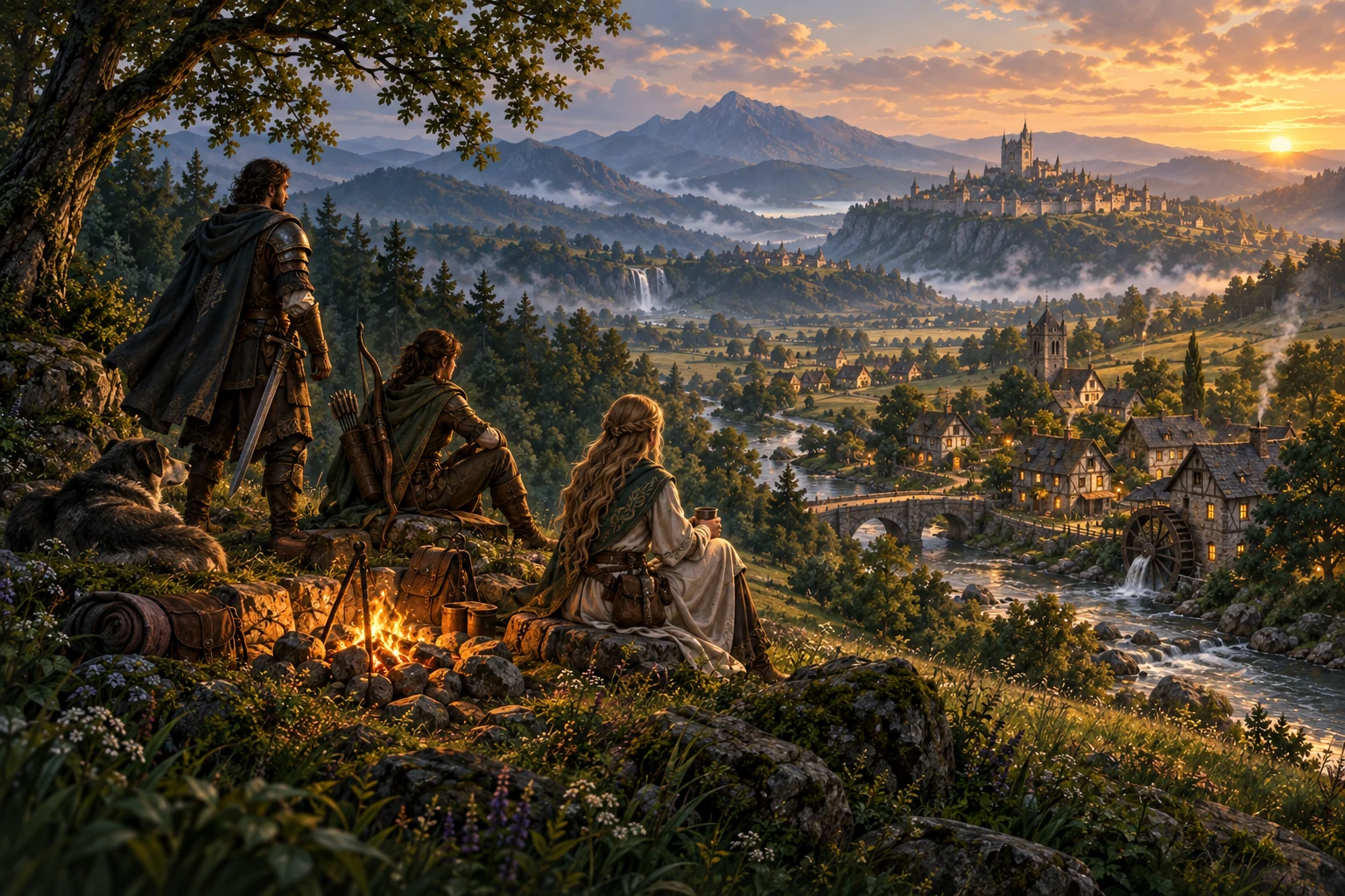 Concept artwork of companions adventuring together in Everveil